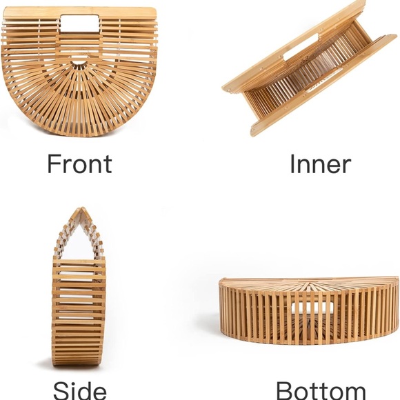 Bamboo Large Tote Bag w/ Scarf and Dust Bag-13”x 9”x 4” - Picture 7 of 14